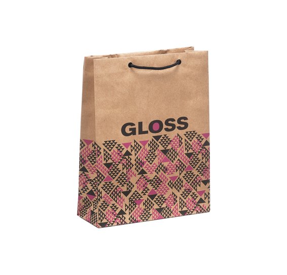 Aplicações de sacolas de papel kraft em diversos segmentos, como moda, alimentos, produtos naturais e e-commerce, mostrando a versatilidade da Gazoni Embalagens